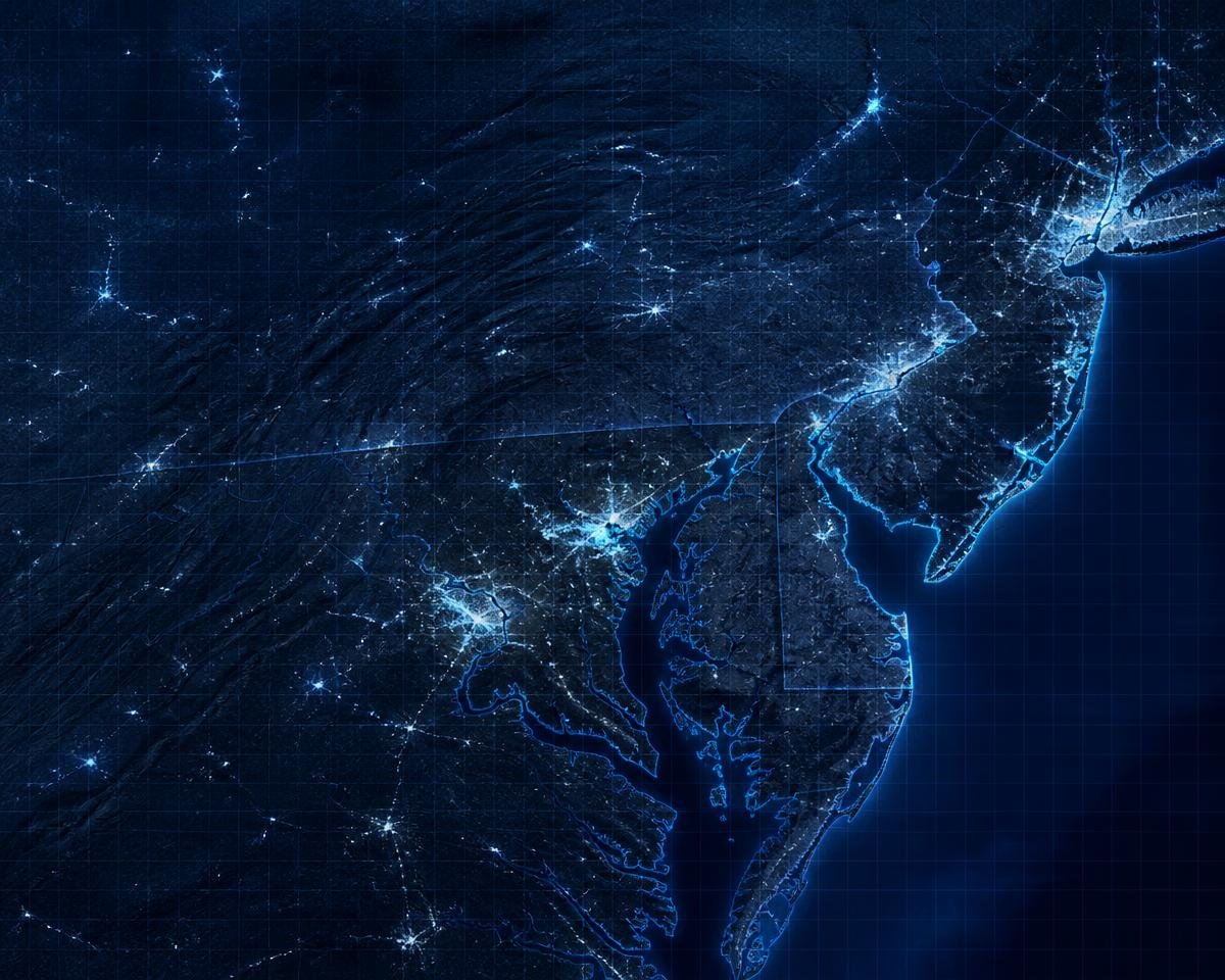 Satellite night view of the Mid-Atlantic region